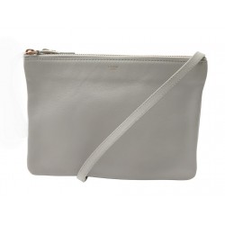 SAC A MAIN CELINE POCHETTE TRIO CUIR GRIS BANDOULIERE GREY POUCH HAND BAG 1200€