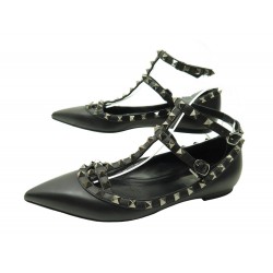 CHAUSSURES VALENTINO GARAVANI BALLERINES ROCKSTUD EFFET CAGE 38 NOIR SHOES 790€