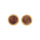 VINTAGE BOUCLES D'OREILLES CHANEL RONDES METAL DORE ET BOIS 1970 STEEL EARRINGS
