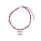 NEUF COLLIER CHANEL RAS DU COU LOGO CC PERLES ROSE 45CM CHOKER NECKLACE 1290€