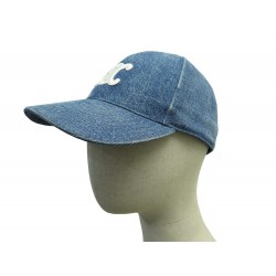 NEUF CASQUETTE CELINE BASEBALL TRIOMPHE 2AUT6930F S 50-63 CM DENIM BLEU CAP 520€