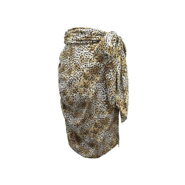 NEUF JUPE CELINE NOUEE IMPRIME LEOPARD M 38 MI LONGUE EN SOIE SLIK SKIRT 1450€