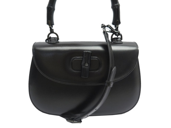  sac a main gucci bamboo 1947 672206 cuir noir