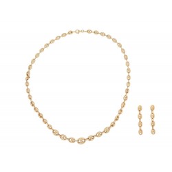 PARURE COLLIER + BOUCLES D'OREILLES MAILLE GRAIN DE CAFE OR 18K 21.2 GR NECKLACE