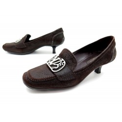 CHAUSSURES LOUIS VUITTON JULIET LOAFER MOCASSINS A TALONS 36 EN DAIM MARRON 500€