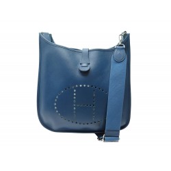 SAC A MAIN HERMES EVELYNE III 29 BANDOULIERE CUIR BLEU DE FRANCE HAND BAG 2800€