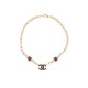 NEUF COLLIER CHANEL CHOCKER LOGO CC PERLES 33 EN METAL GOLD STEEL NECKLACE 980€