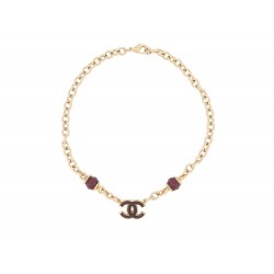 NEUF COLLIER CHANEL CHOCKER LOGO CC PERLES 33 EN METAL GOLD STEEL NECKLACE 980€