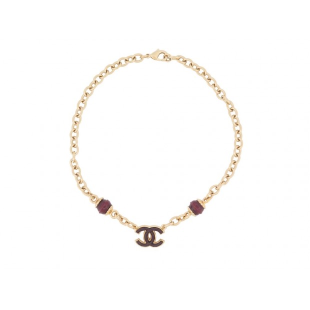 NEUF COLLIER CHANEL CHOCKER LOGO CC PERLES 33 EN METAL GOLD STEEL NECKLACE 980€