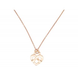 NEUF COLLIER POIRAY COEUR ENTRELACE MM CHAINE FORCAT OR ROSE 18K NECKLACE 2880€