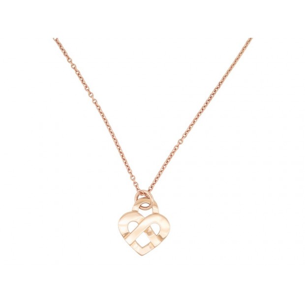 NEUF COLLIER POIRAY COEUR ENTRELACE MM CHAINE FORCAT OR ROSE 18K NECKLACE 2880€
