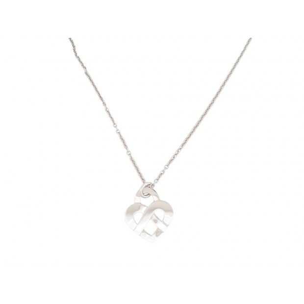 NEUF COLLIER POIRAY COEUR ENTRELACE MM CHAINE FORCAT OR BLANC 18K NECKLACE 2880€