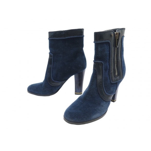 CHAUSSURES STELLA MC CARTNEY BOTTINES 183374 38.5 EN VELOURS BLEU BOOTS 685€