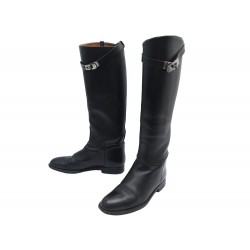 CHAUSSURE HERMES BOTTES JUMPING H042138Z CUIR NOIR 37.5 BOITE POCHON BOOTS 2260€