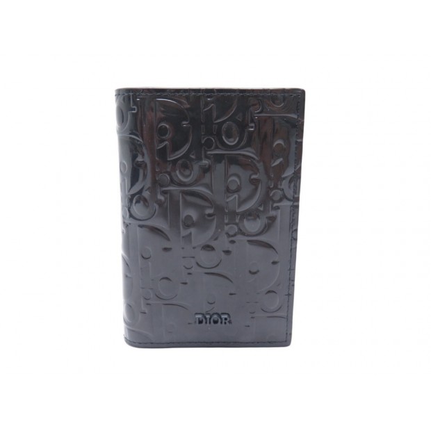 NEUF PORTE CARTES CHRISTIAN DIOR EN CUIR VERNIS NOIR GRAVITY CARD HOLDER 420€