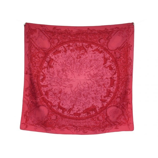 FOULARD HERMES LES JARDIN DES METAMORPHOSES SOIE FUSHIA CXARRE 90 SCARF 495€