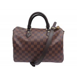 SAC A MAIN LOUIS VUITTON SPEEDY 30 BANDOULIERE N41367 DAMIER EBENE HANDBAG 1600€