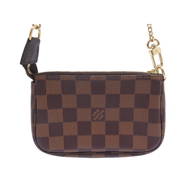 NEUF SAC A MAIN LOUIS VUITTON MINI POCHETTE ACCESSOIRES DAMIER EBENE PURSE 570€