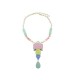 COLLIER PHILIPPE FERRANDIS PIERRES MULTICOLORES 69.2 METAL DORE STEEL NECKLACE