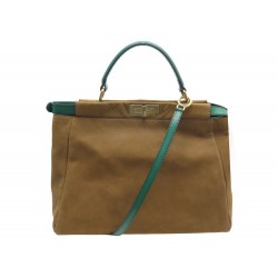 NEUF SAC A MAIN FENDI PEEKABOO LARGE DAIM CAMEL CUIR HAND BAG PURSE SUEDE 5200€