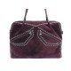 SAC A MAIN RENAUD PELLEGRINO 39CM VELOURS PRUNE ET CLOUS + POCHON STUDS HAND BAG