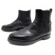 CHAUSSURES HERMES 40 BOTTINES ELASTIQUES BOUT FLEURI CUIR NOIR BOOTS SHOES 930€