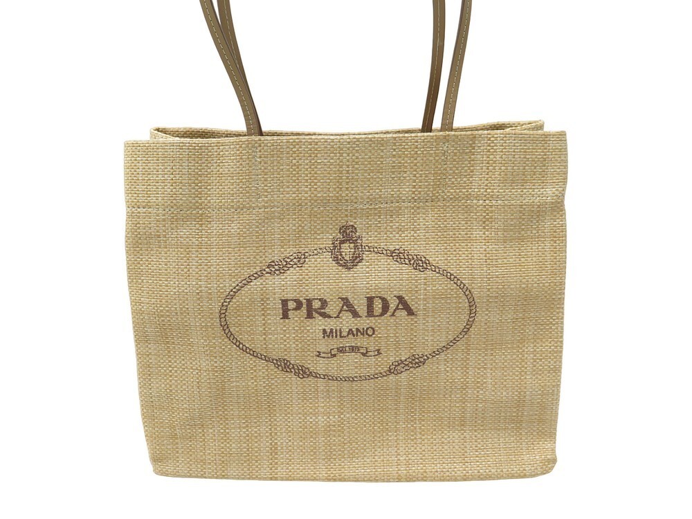 sac a main prada logo cabas en paille raphia new