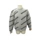 NEUF PULL BALENCIAGA 534418 COL ROND ALLOVER LOGO L 54 LAINE GRIS SWEATER 1200€