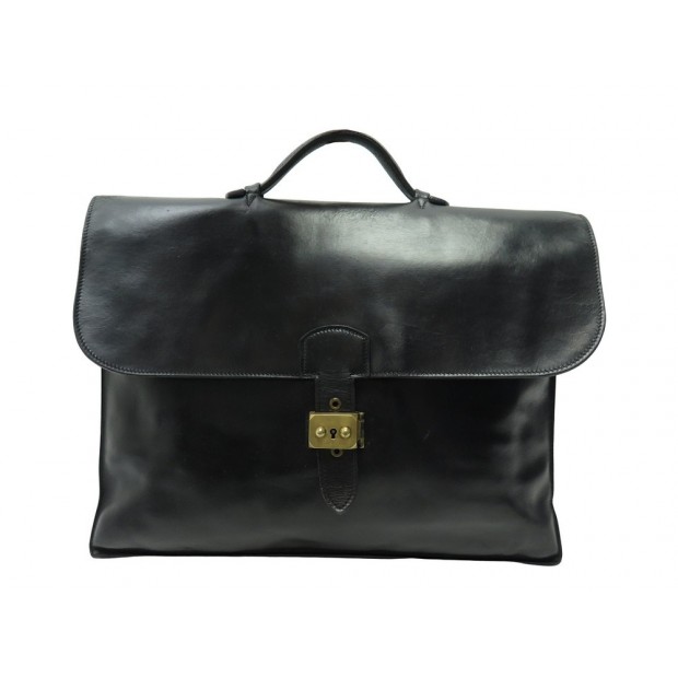 VINTAGE SACOCHE HERMES SAC A DEPECHES 2 SOUFFLETS CUIR BOX CARTABLE BAG 6100€