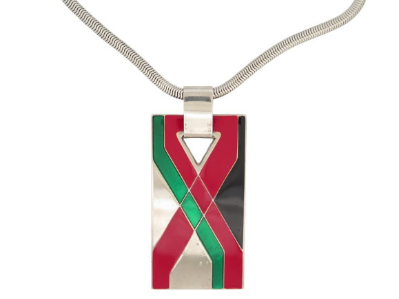  collier lanvin pendentif rectangle 50 en metal