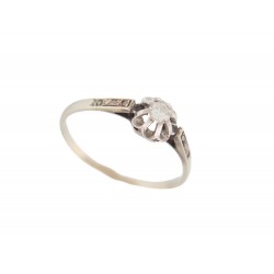 BAGUE SOLITAIRE TAILLE 52 7 DIAMANTS 0.14CT OR BLANC 18K 1.3GR GOLD RING DIAMOND