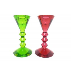NEUF LOT BACCARAT 2 BOUGEOIRS VEGA CRISTAL MULTICOLORES CANDLE CANDLESTICK 650€