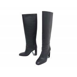 NEUF BOTTES HERMES BRITNEY BRITNEY H202057Z 38 EN CUIR NOIR LEATHER BOOTS 2500€