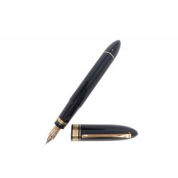 STYLO PLUME OMAS 360 EN RESINE NOIRE PISTON OR 18K RESIN FOUNTAIN PEN + BOITE