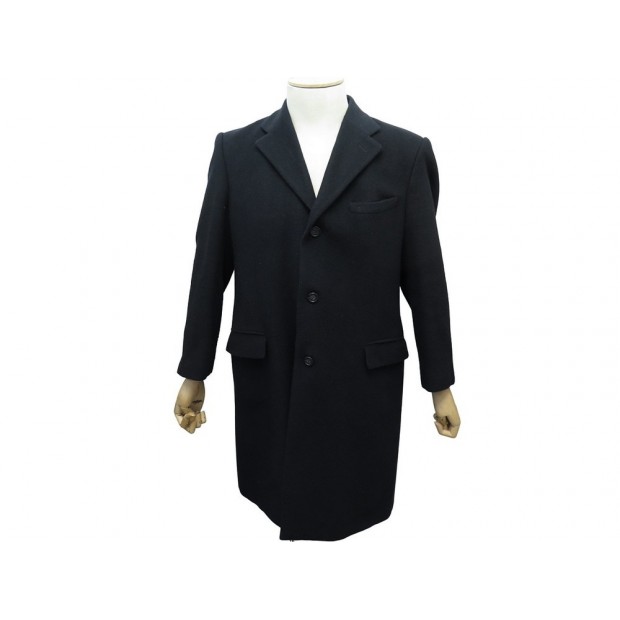 MANTEAU LONG PRADA UC196G EN LAINE ALPAGA NOIR 52 IT 50 FR M WOOL COAT 8400€