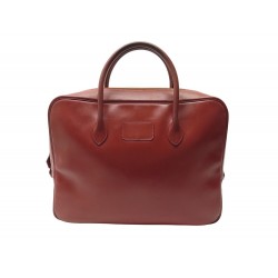 SAC A MAIN HERMES EIFFEL EN CUIR BOX ROUGE BRIQUE PURSE BRIEFCASE HAND BAG 3600€