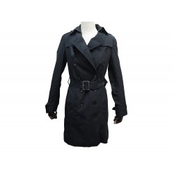 IMPERMEABLE BURBERRY BRIT MANTEAU 3905676 34 XS EN COTON NOIR TRENCH COAT 2150€