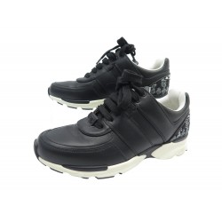 NEUF CHAUSSURES CHANEL BASKETS CC TRAINER G31711 37.5 NOIR SNEAKERS 1300€