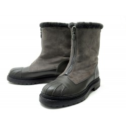 NEUF CHAUSSURES CHANEL BOTTINES FOURREES ET ZIPPEES G31287 DAIM BOOTS 1550€
