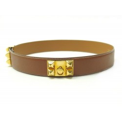 CEINTURE HERMES MEDOR TAILLE 80 EN CUIR CAMEL & ATTRIBUT DORE LEATHER BELT 1680€