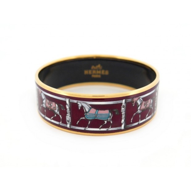 BRACELET HERMES IMPRIME COUVERTURES & TENUES DE JOUR 21 EMAIL ENAMEL BANGLE 550€