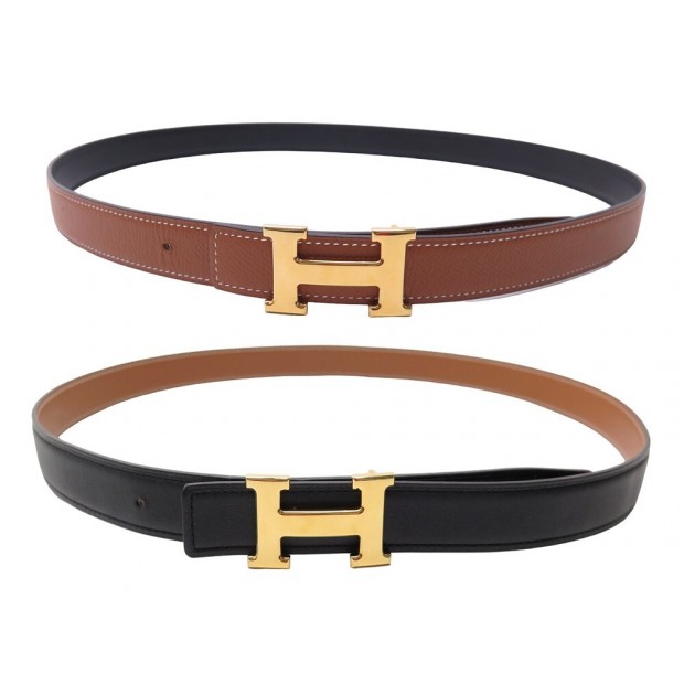 NEUF CEINTURE HERMES BOUCLE MINI CONSTANCE H 24MM 90 REVERSIBLE BOX BELT 630€