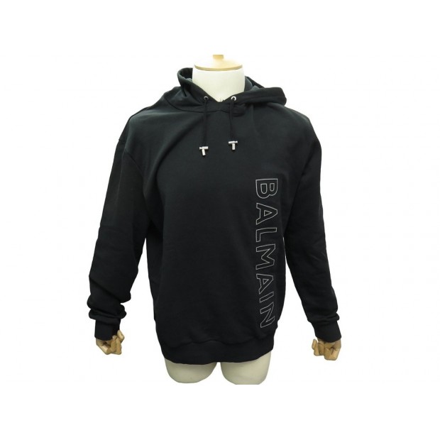 SWEAT A CAPUCHE BALMAIN M LOGO M 50 PULL EN COTON NOIR BLACK HOODIE SWEATER 790€