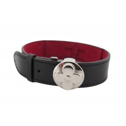 BRACELET LOUIS VUITTON WISH FLEUR MONOGRAM CUIR NOIR & ACIER + BOITE BANGLE 440€