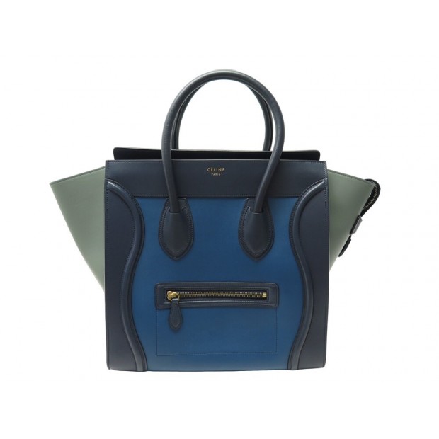 NEUF SAC A MAIN CELINE LUGGAGE MEDIUM TRICOLORE CUIR BLEU LEATHER HAND BAG 2600€