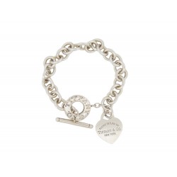 BRACELET TIFFANY & CO PLAQUE COEUR PLEASE RETURN TO 19 CM ARGENT 925 BANGLE 750€