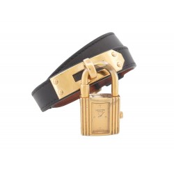 MONTRE HERMES KELLY CADENAS PM 20 MM QUARTZ PLAQUE OR DOUBLE TOUR WATCH 2550€