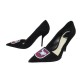 NEUF CHAUSSURES CHRISTIAN DIOR ESCARPINS ECUSSON ROSE NOIR 42 NEW SHOES 990€