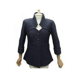 NEUF VESTE CHANEL LAINE IRIDESCENTE P59562V43647 38 M BLEU MARINE WOOL 4500€