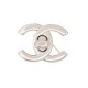 VINTAGE BROCHE CHANEL 1996 LOGO CC FERMOIR TIMELESS EN METAL ARGENTE BROOCH